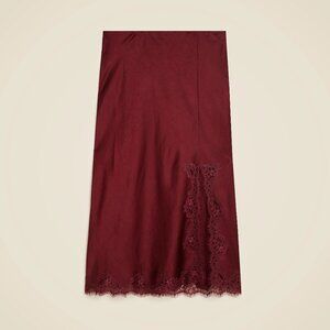J.Crew Gwyneth lace-trim slip skirt in textured satin